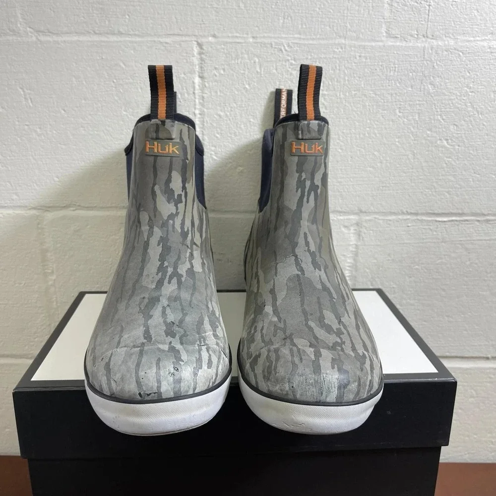 Huk Rogue Wave Deck Ankle Boots Grey Waterproof Pull On Men's Size 14 US/13 UK